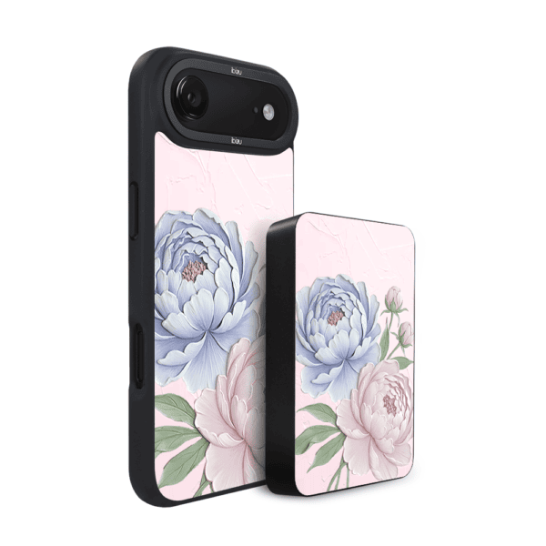 Zestaw IBIZU do iPhone Air: etui i powerbank, Relief Garden, Piwoniowy róż