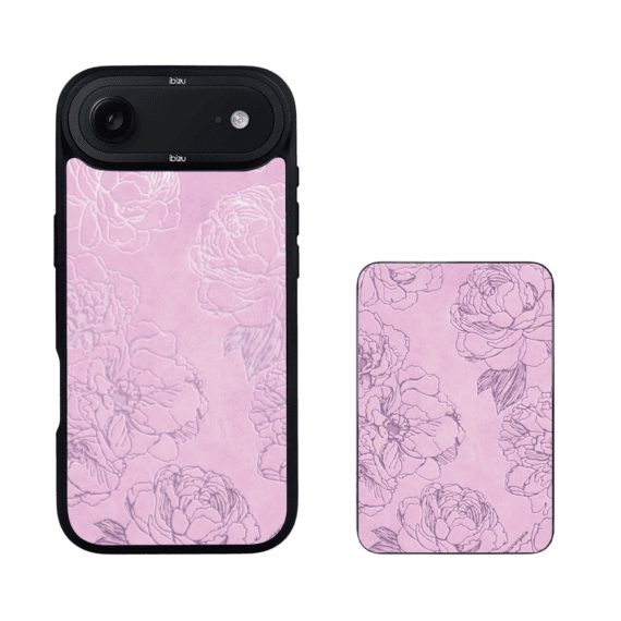 Zestaw IBIZU do iPhone Air etui i powerbank, Relief Garden, Różowe piwonie (1)