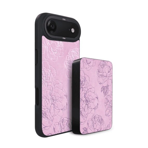 Zestaw IBIZU do iPhone Air etui i powerbank, Relief Garden, Różowe piwonie (3)