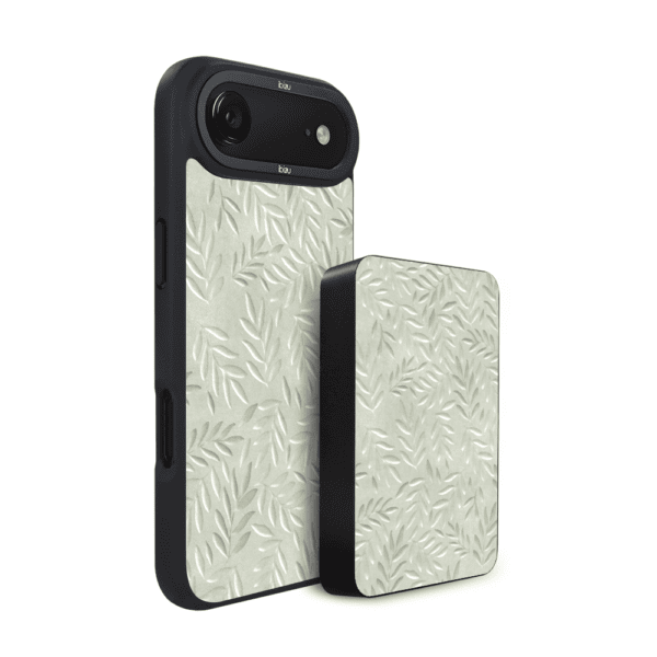 Zestaw IBIZU do iPhone Air: etui i powerbank, Relief Garden, Ślad oliwki