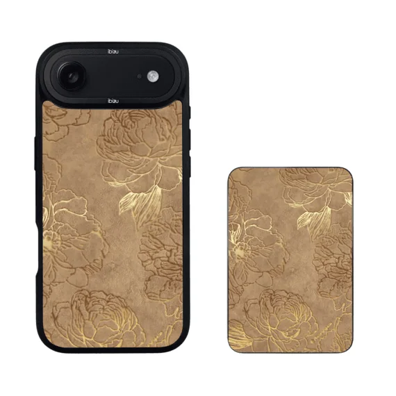 Zestaw IBIZU do iPhone Air etui i powerbank, Relief Garden, Złote piwonie (1)