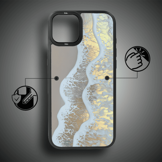 Etui do iPhone 14 IBIZU DropGuard Matt z MagSafe, RIVIERA, Reflect, Złote wybrzeże (3)