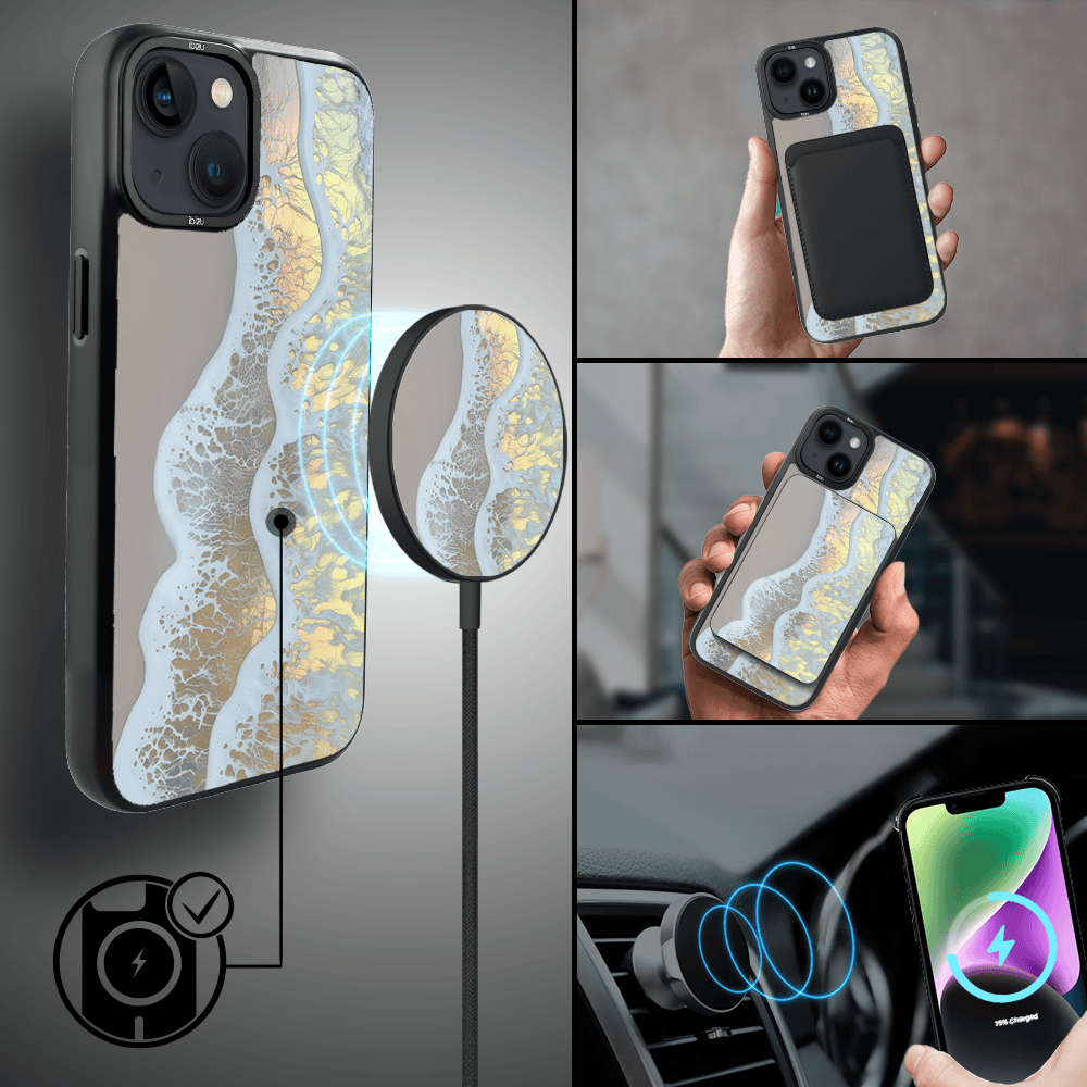 Etui do iPhone 14 IBIZU DropGuard Matt z MagSafe, RIVIERA, Reflect, Złote wybrzeże (5)