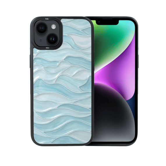 Etui do iPhone 14 Plus IBIZU DropGuard Matt z MagSafe, RIVIERA, Aqua Glass, Błękitne Fale (1)