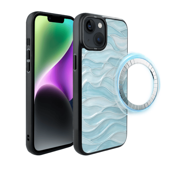 Etui do iPhone 14 Plus IBIZU DropGuard Matt z MagSafe, RIVIERA, Aqua Glass, Błękitne Fale (7)