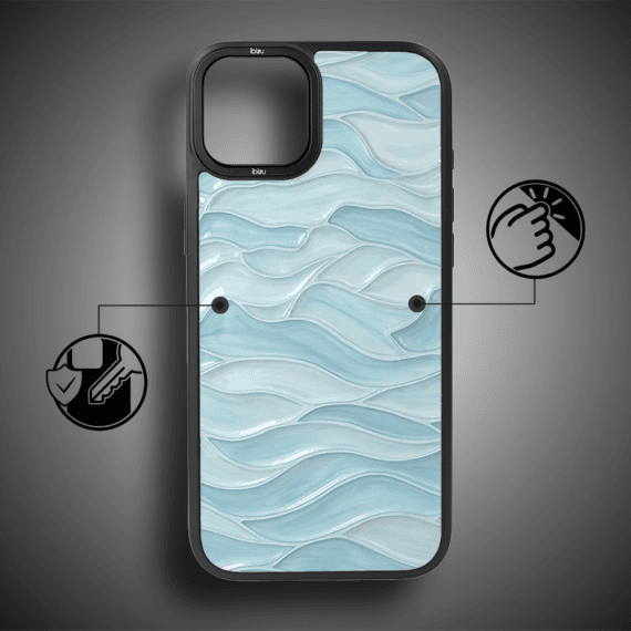Etui do iPhone 14 Plus IBIZU DropGuard Matt z MagSafe, RIVIERA, Aqua Glass, Błękitne Fale (8)
