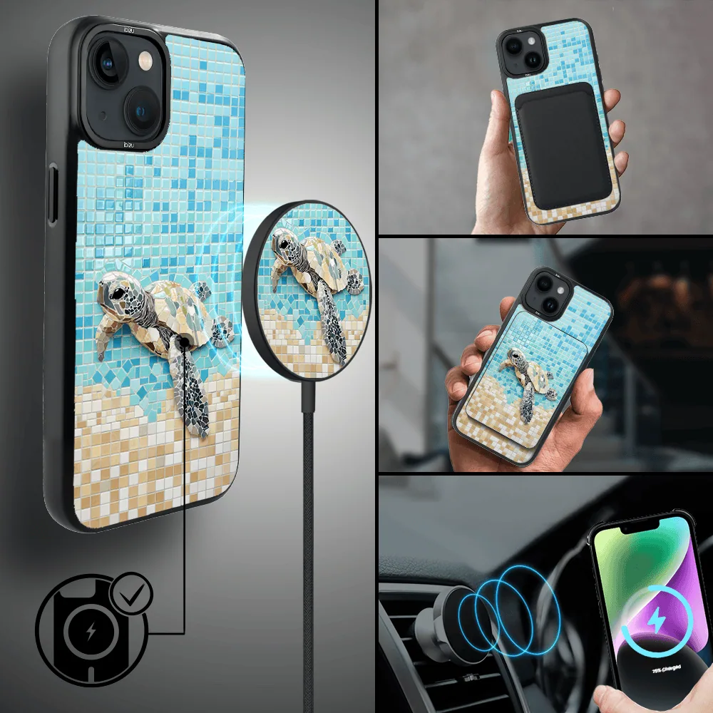 Etui do iPhone 14 Plus IBIZU DropGuard Matt z MagSafe, RIVIERA, Moderns Classics, Żółw Caretta (2)