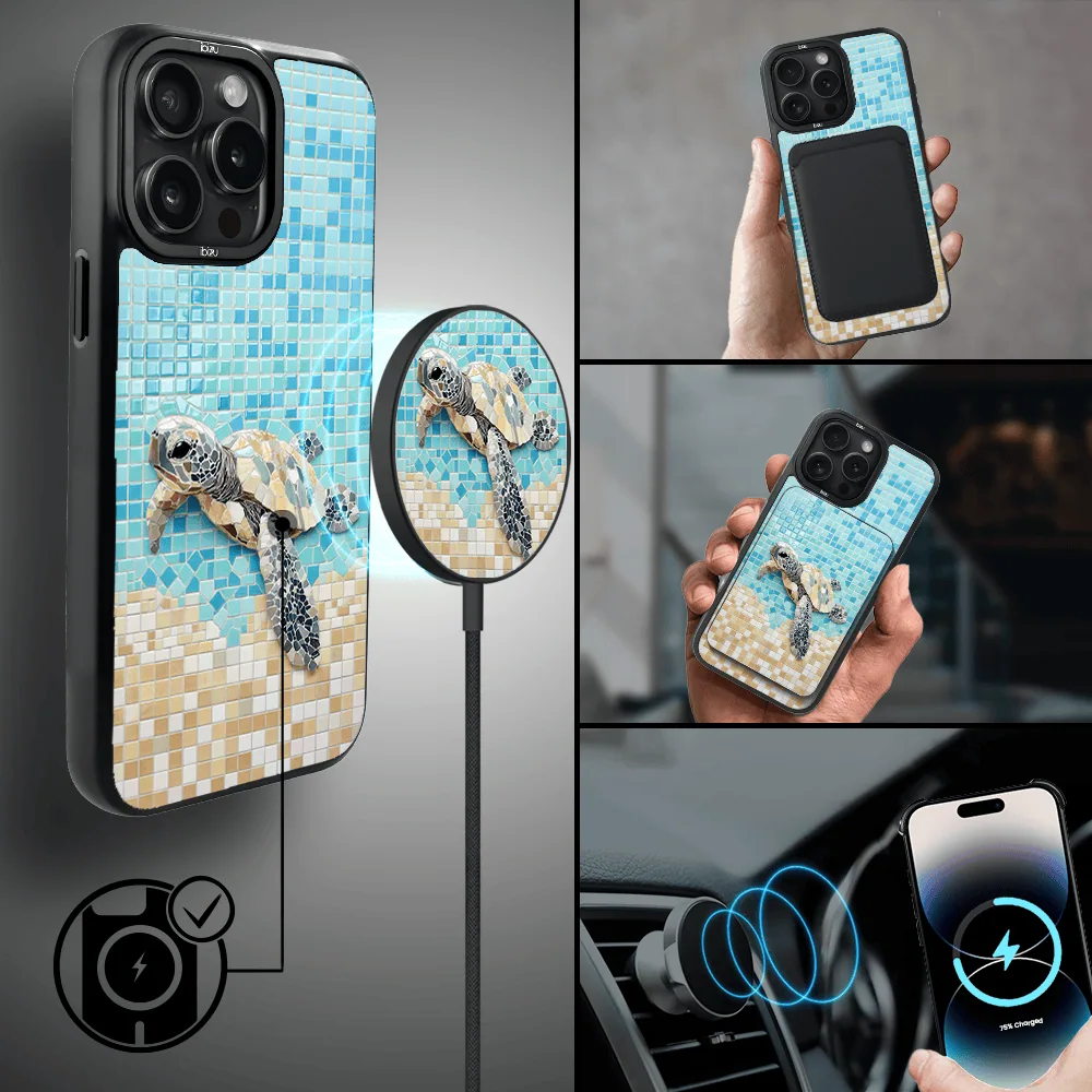 Etui do iPhone 14 Pro Max IBIZU DropGuard Matt z MagSafe, RIVIERA, Moderns Classics, Żółw Caretta (2)