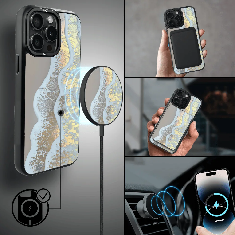 Etui do iPhone 14 Pro Max IBIZU DropGuard Matt z MagSafe, RIVIERA, Reflect, Złote wybrzeże (4)