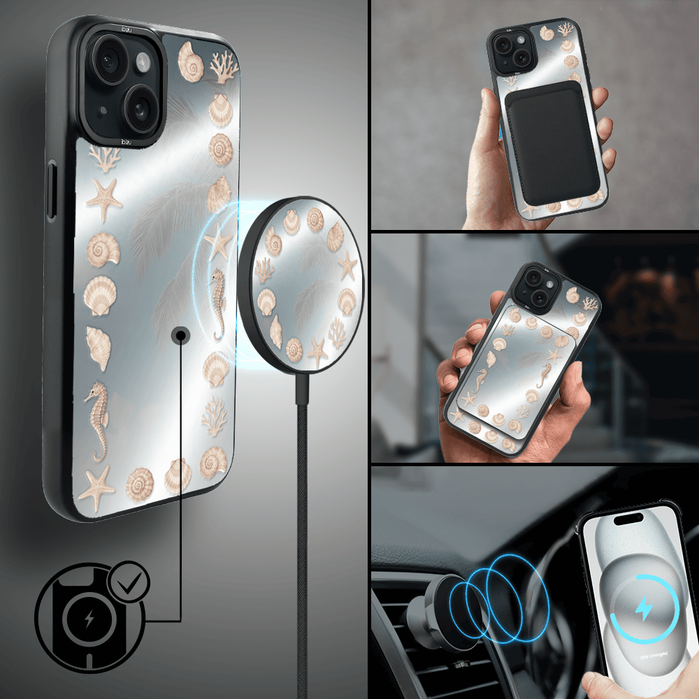 Etui do iPhone 15 IBIZU DropGuard Matt z MagSafe, RIVIERA, Reflect, Muszelkowe lustro (6)