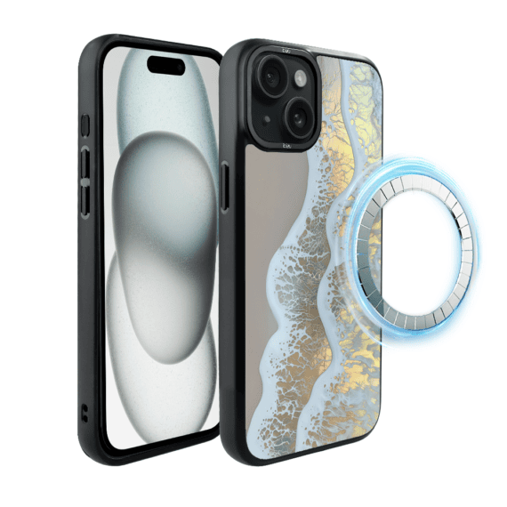 Etui do iPhone 15 IBIZU DropGuard Matt z MagSafe, RIVIERA, Reflect, Złote wybrzeże (3)