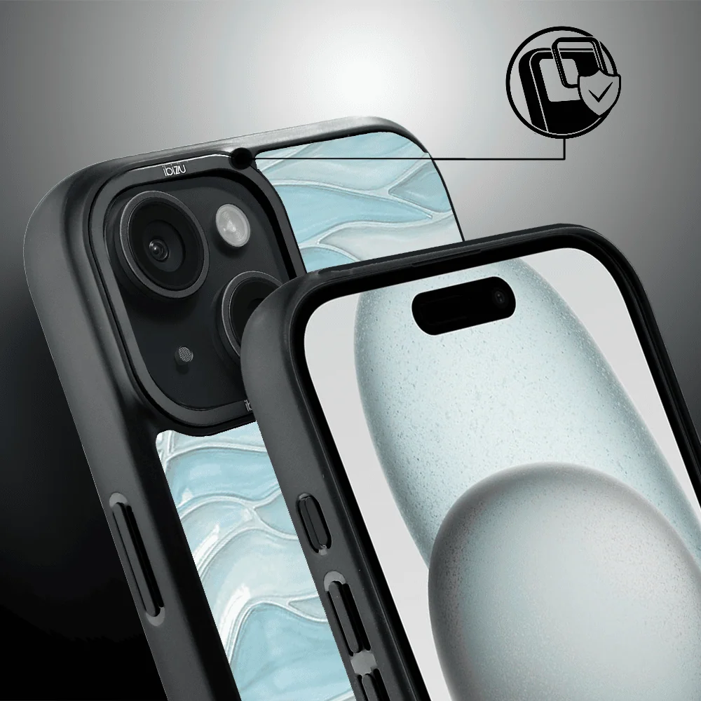 Etui do iPhone 15 Plus IBIZU DropGuard Matt z MagSafe, RIVIERA, Aqua Glass, Błękitne Fale (4)
