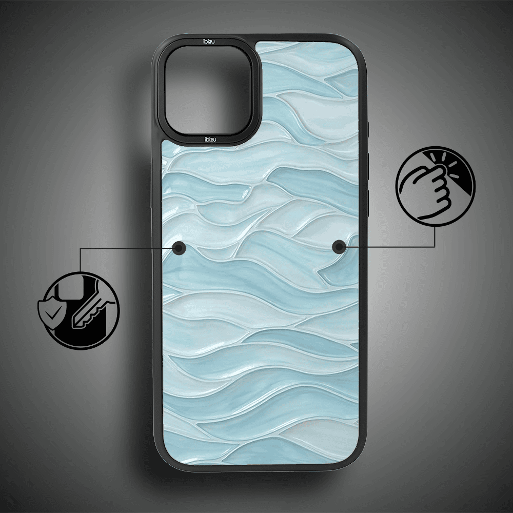 Etui do iPhone 15 Plus IBIZU DropGuard Matt z MagSafe, RIVIERA, Aqua Glass, Błękitne Fale (8)