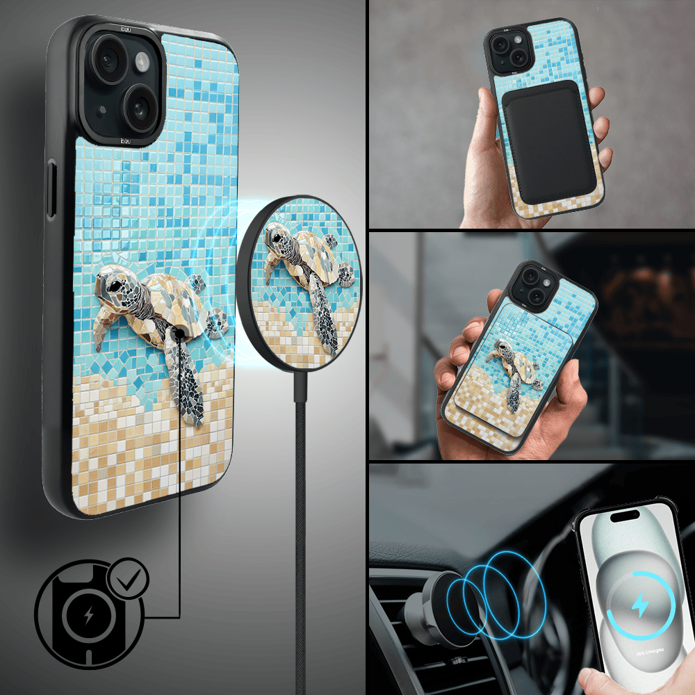 Etui do iPhone 15 Plus IBIZU DropGuard Matt z MagSafe, RIVIERA, Moderns Classics, Żółw Caretta (2)