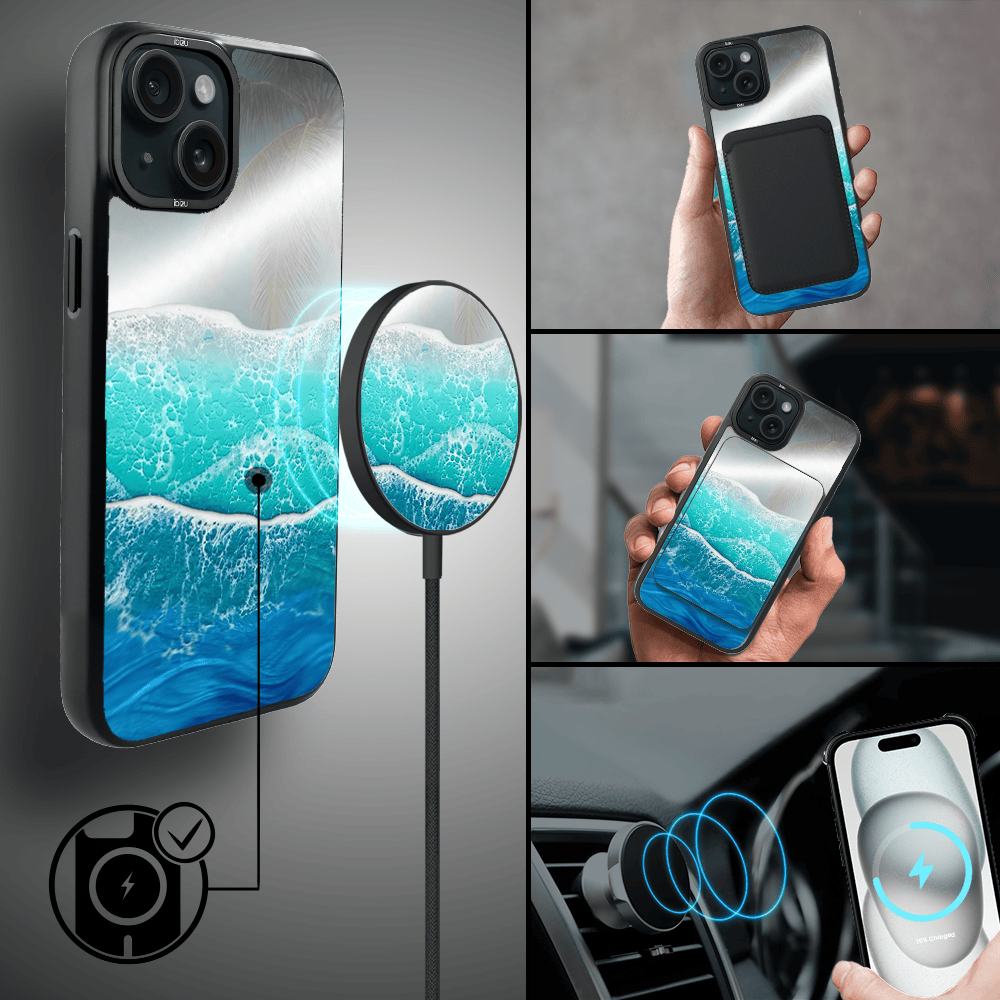 Etui do iPhone 15 Plus IBIZU DropGuard Matt z MagSafe, RIVIERA, Reflect, Szafirowy ocean (2)