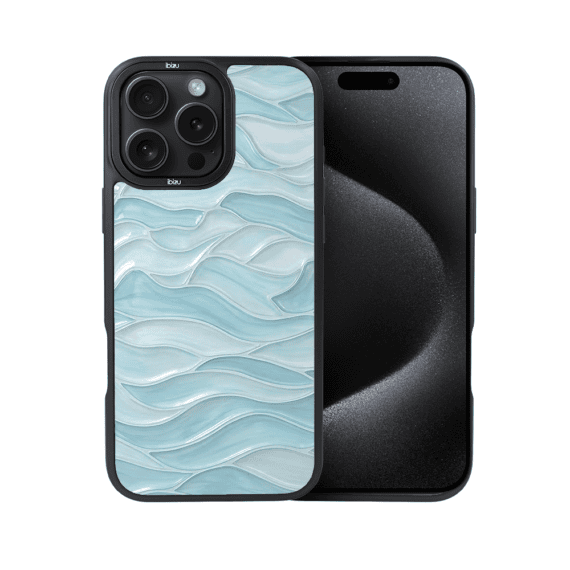 Etui do iPhone 15 Pro Max IBIZU DropGuard Matt z MagSafe, RIVIERA, Aqua Glass, Błękitne Fale (1)