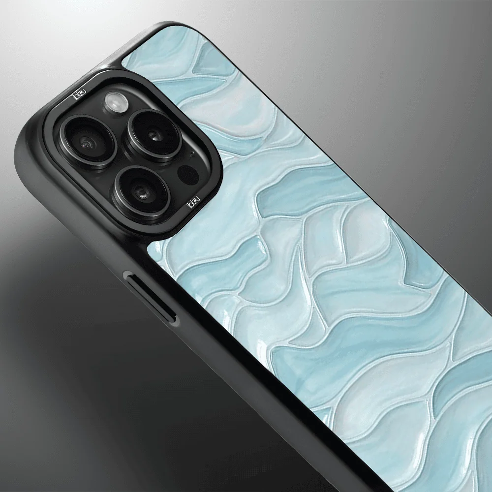 Etui do iPhone 15 Pro Max IBIZU DropGuard Matt z MagSafe, RIVIERA, Aqua Glass, Błękitne Fale (3)