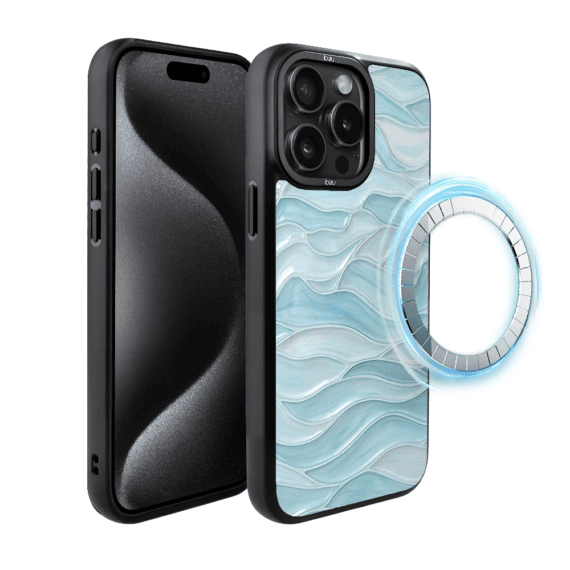 Etui do iPhone 15 Pro Max IBIZU DropGuard Matt z MagSafe, RIVIERA, Aqua Glass, Błękitne Fale (7)