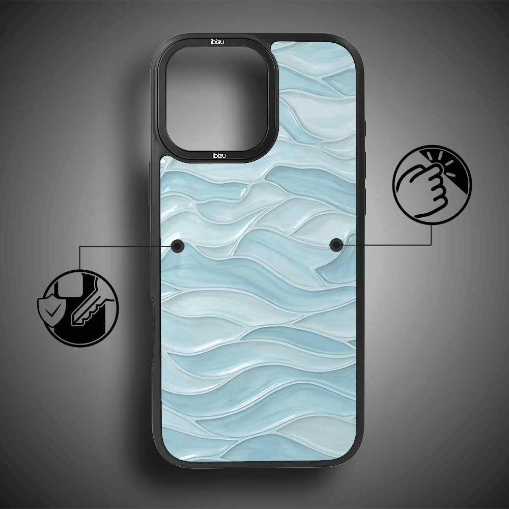 Etui do iPhone 15 Pro Max IBIZU DropGuard Matt z MagSafe, RIVIERA, Aqua Glass, Błękitne Fale (8)