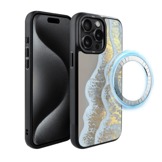 Etui do iPhone 15 Pro Max IBIZU DropGuard Matt z MagSafe, RIVIERA, Reflect, Złote wybrzeże (2)