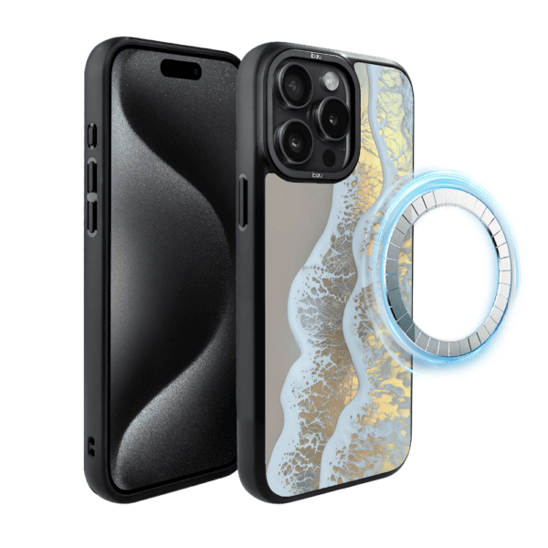 Etui do iPhone 15 Pro IBIZU DropGuard Matt z MagSafe, RIVIERA, Reflect, Złote wybrzeże
