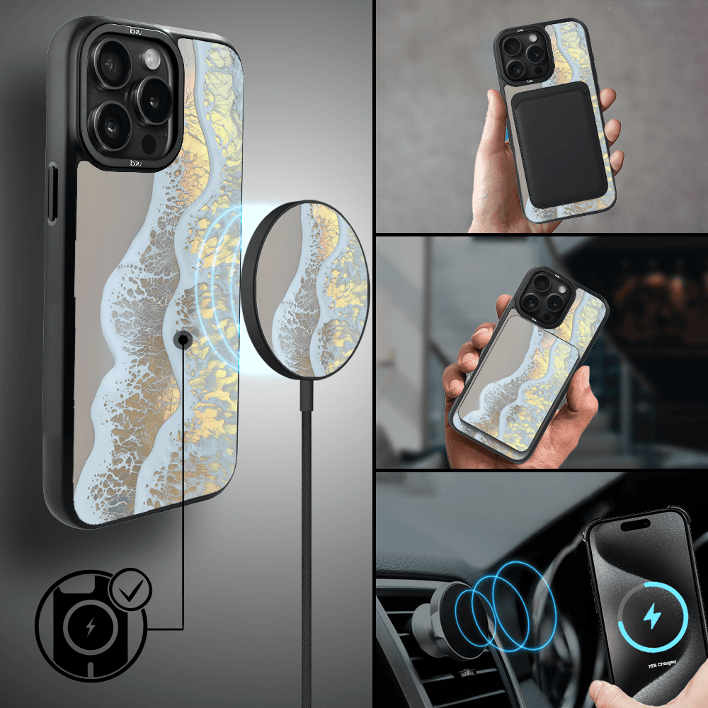 Etui do iPhone 15 Pro Max IBIZU DropGuard Matt z MagSafe, RIVIERA, Reflect, Złote wybrzeże (5)