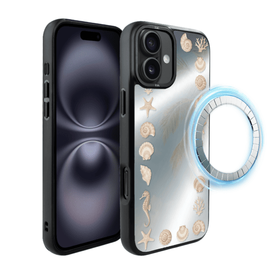 Etui do iPhone 16 IBIZU DropGuard Matt z MagSafe, RIVIERA, Reflect, Muszelkowe lustro (2)