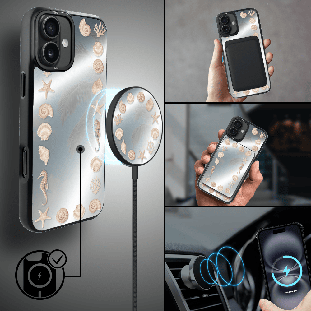 Etui do iPhone 16 IBIZU DropGuard Matt z MagSafe, RIVIERA, Reflect, Muszelkowe lustro (5)