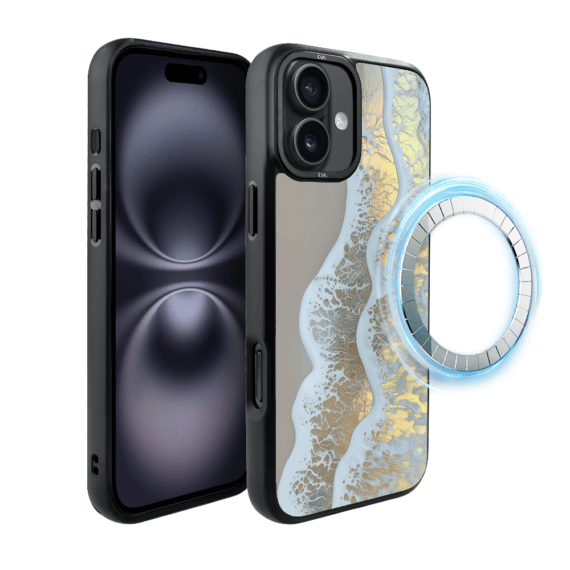 Etui do iPhone 16 IBIZU DropGuard Matt z MagSafe, RIVIERA, Reflect, Złote wybrzeże (3)