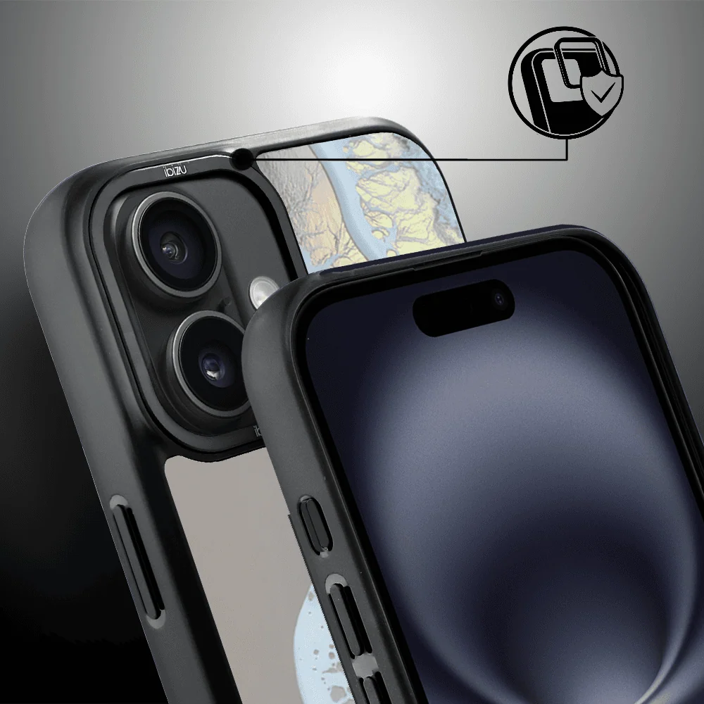 Etui do iPhone 16 IBIZU DropGuard Matt z MagSafe, RIVIERA, Reflect, Złote wybrzeże (8)