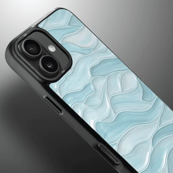 Etui do iPhone 16 Plus IBIZU DropGuard Matt z MagSafe, RIVIERA, Aqua Glass, Błękitne Fale (2)
