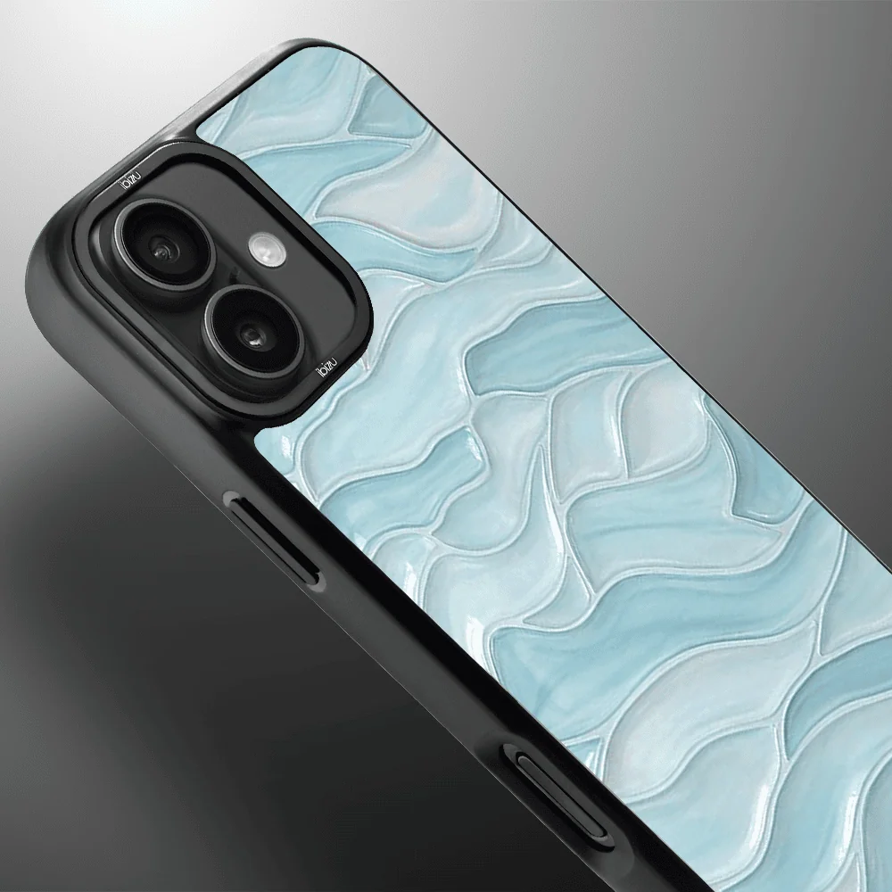 Etui do iPhone 16 Plus IBIZU DropGuard Matt z MagSafe, RIVIERA, Aqua Glass, Błękitne Fale (2)
