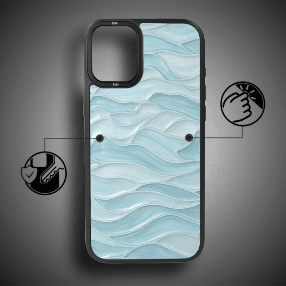 Etui do iPhone 16 Plus IBIZU DropGuard Matt z MagSafe, RIVIERA, Aqua Glass, Błękitne Fale (7)