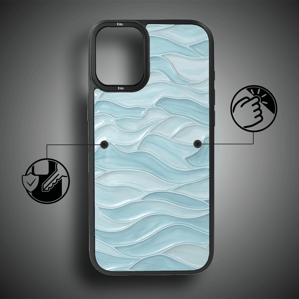 Etui do iPhone 16 Plus IBIZU DropGuard Matt z MagSafe, RIVIERA, Aqua Glass, Błękitne Fale (7)