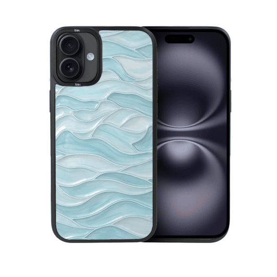 Etui do iPhone 16 Plus IBIZU DropGuard Matt z MagSafe, RIVIERA, Aqua Glass, Błękitne Fale (8)