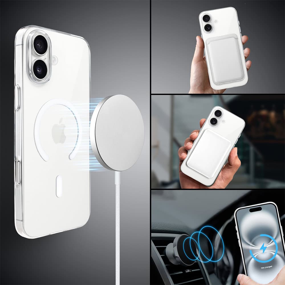Etui do iPhone 16 Prisma Slim z MagSafe, cienkie z twardym tyłem, przeźroczyste (4)