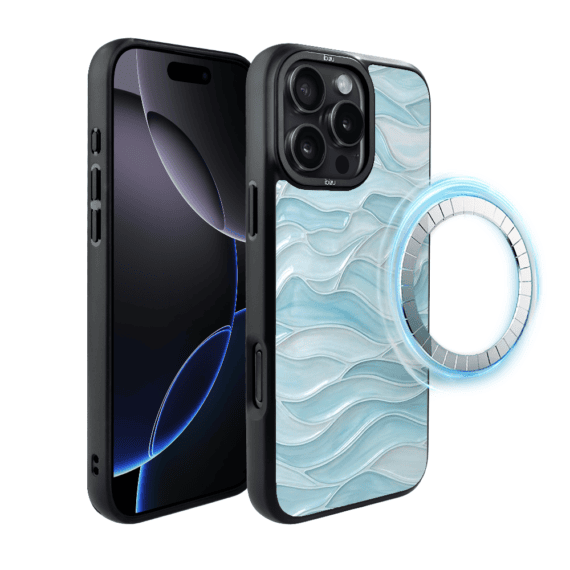 Etui do iPhone 16 Pro Max IBIZU DropGuard Matt z MagSafe, RIVIERA, Aqua Glass, Błękitne Fale (7)