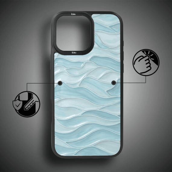 Etui do iPhone 16 Pro Max IBIZU DropGuard Matt z MagSafe, RIVIERA, Aqua Glass, Błękitne Fale (8)