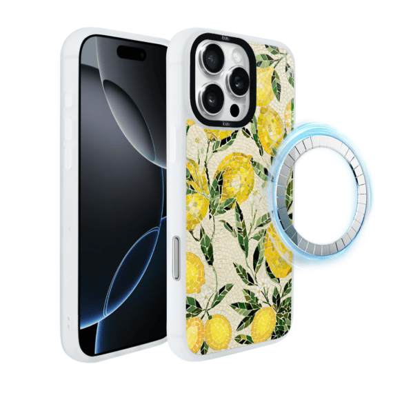 Etui do iPhone 16 Pro Max IBIZU DropGuard Matt z MagSafe, RIVIERA, Modern Classics, Cytrynowe gaje (6)