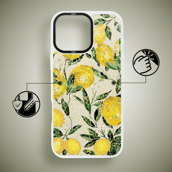 Etui do iPhone 16 Pro Max IBIZU DropGuard Matt z MagSafe, RIVIERA, Modern Classics, Cytrynowe gaje (7)