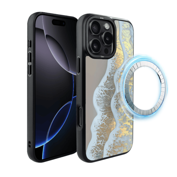 Etui do iPhone 16 Pro IBIZU DropGuard Matt z MagSafe, RIVIERA, Reflect, Złote wybrzeże