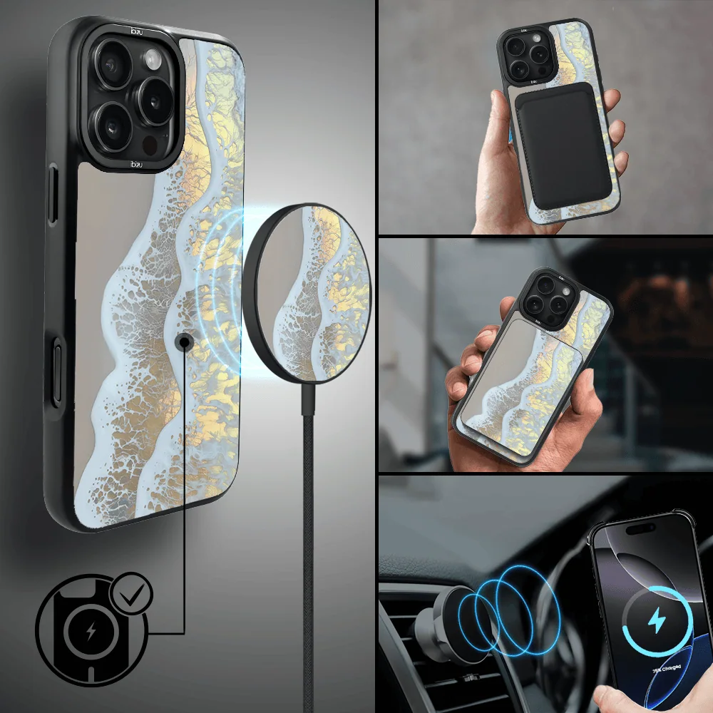Etui do iPhone 16 Pro Max IBIZU DropGuard Matt z MagSafe, RIVIERA, Reflect, Złote wybrzeże (6)