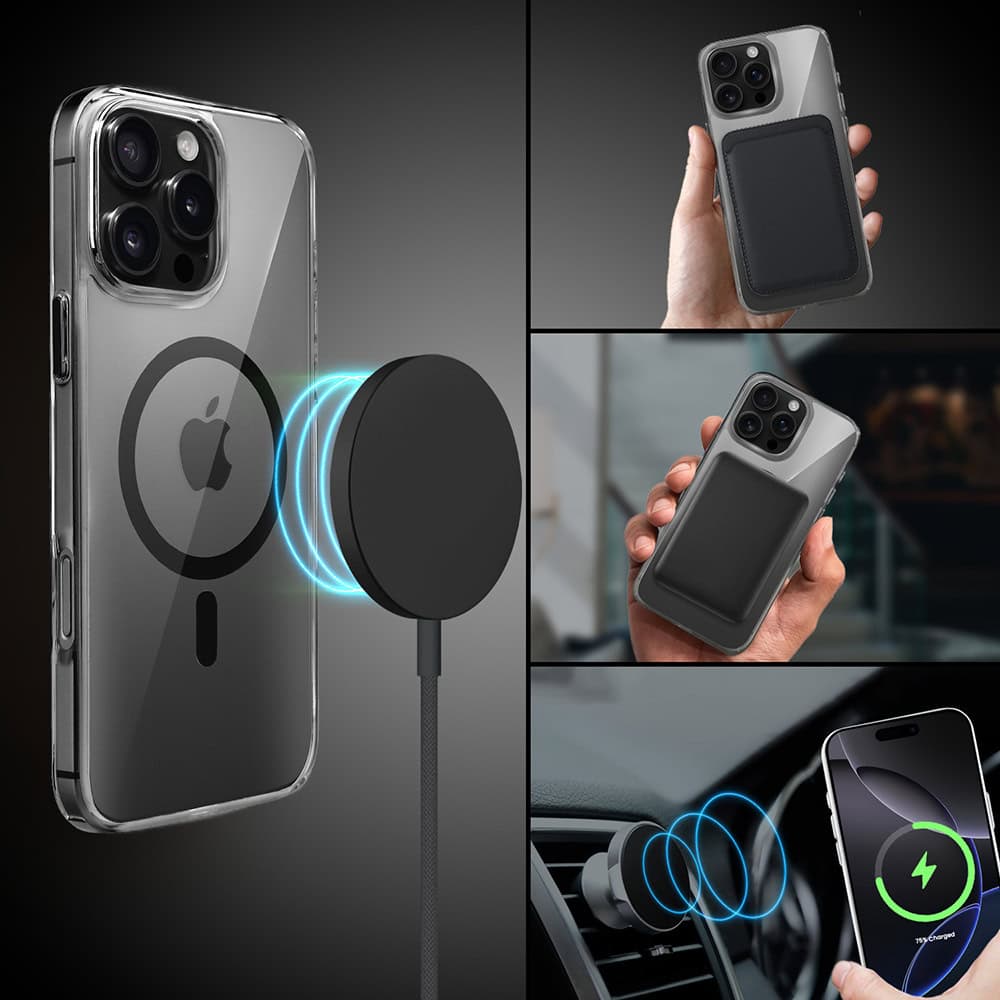 Etui do iPhone 16 Pro Prisma Slim z MagSafe, cienkie z twardym tyłem, czarne (7)