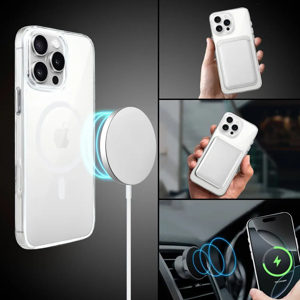 Etui do iPhone 16 Pro Prisma Slim z MagSafe, cienkie z twardym tyłem, przeźroczyste (4)