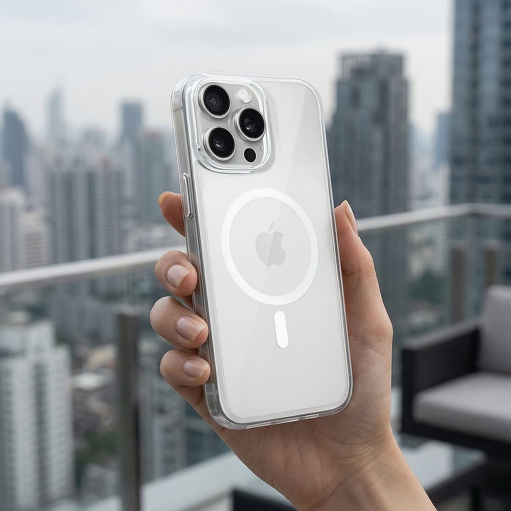 Etui do iPhone 16 Pro Prisma Slim z MagSafe, cienkie z twardym tyłem, przeźroczyste (9)