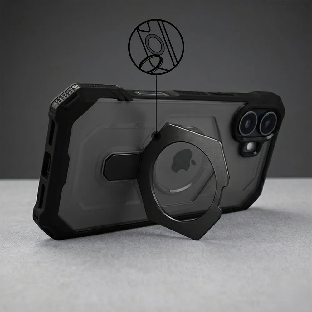 Etui do iPhone 17 Hex Armor Stand, z MagSafe i podstawką, czarne (1)
