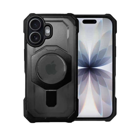 Etui do iPhone 17 Hex Armor Stand, z MagSafe i podstawką, czarne (4)