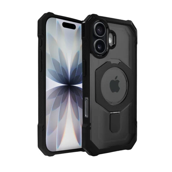 Etui do iPhone 17 Hex Armor Stand, z MagSafe i podstawką, czarne (5)