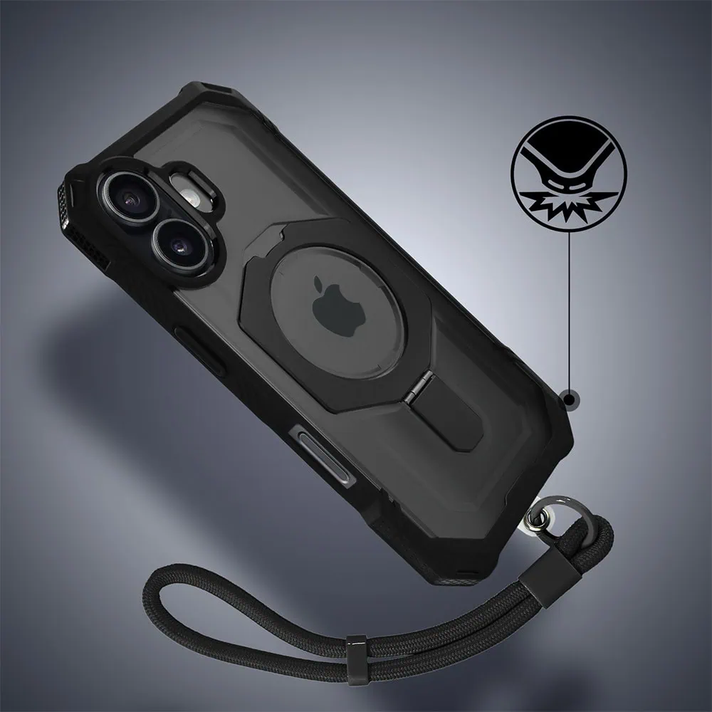 Etui do iPhone 17 Hex Armor Stand, z MagSafe i podstawką, czarne (8)