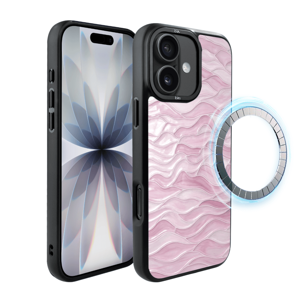 Etui do iPhone 17 IBIZU DropGuard Matt z MagSafe, RIVIERA, Aqua Glass, Różowe Fale (7)